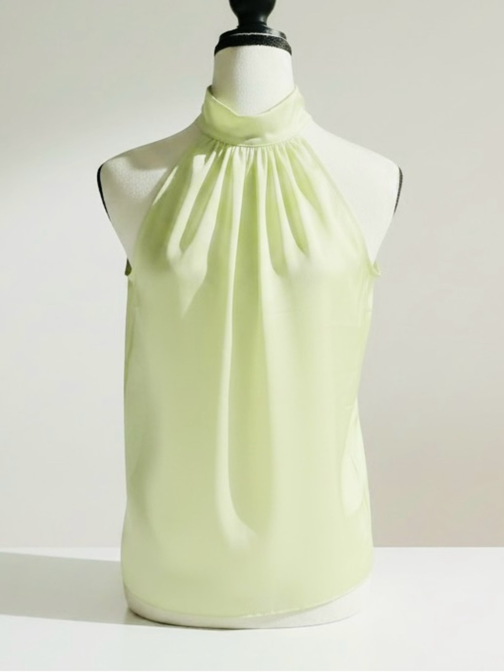 Express Women’s Silk Halter Top in Pale Lime - XS, New (Never Worn)